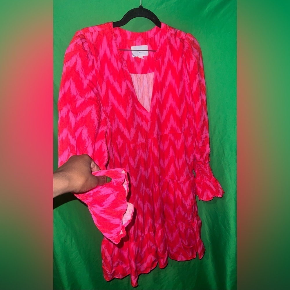 Tuckernuck Pomander Place Ikat Pink Zigzag Dress size Large - Picture 6 of 9